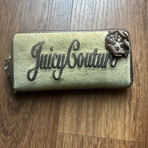 Juicy Couture Olive Green Wallet with Floral Accent